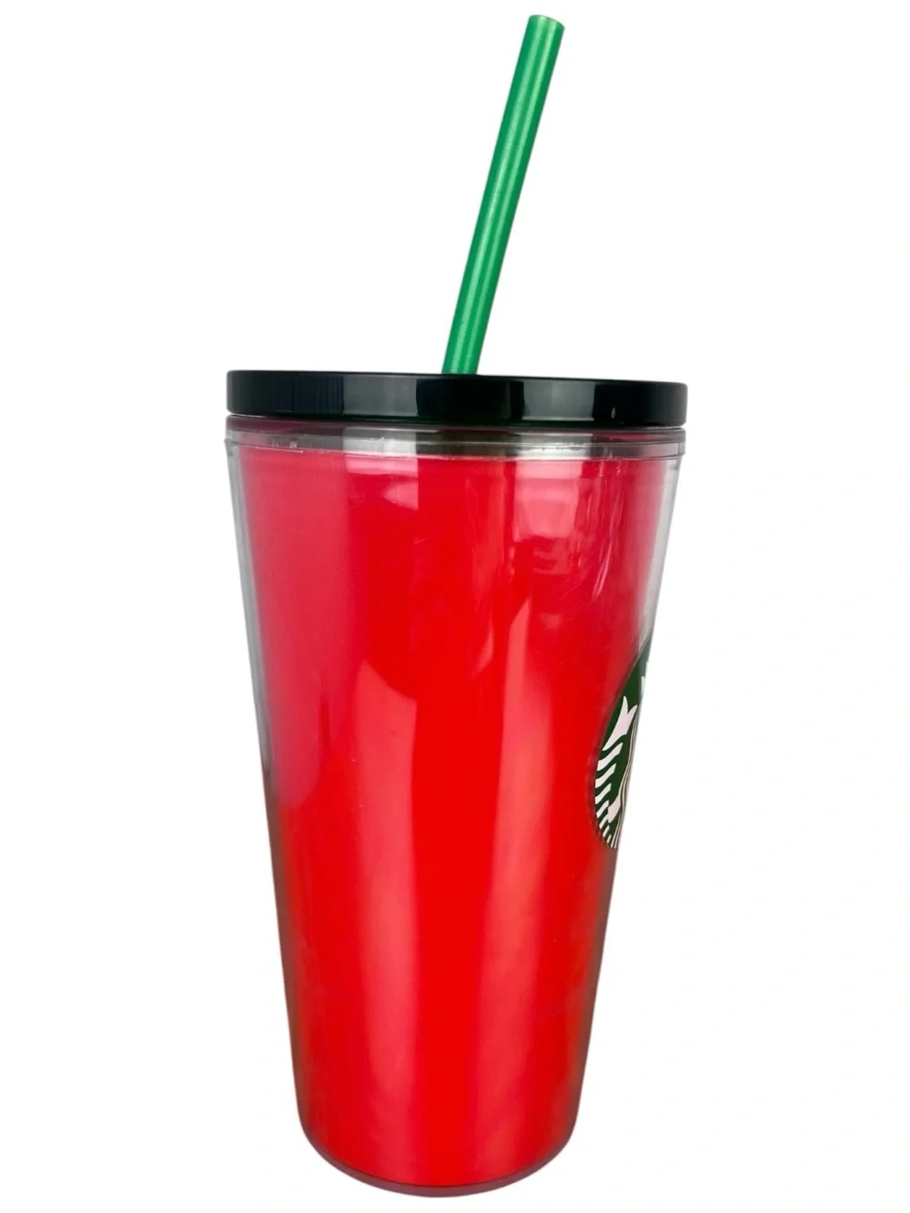 Starbucks Cup Red 16oz Cold Brew Tumbler Travel w/ Straw Shiny Holiday Logo